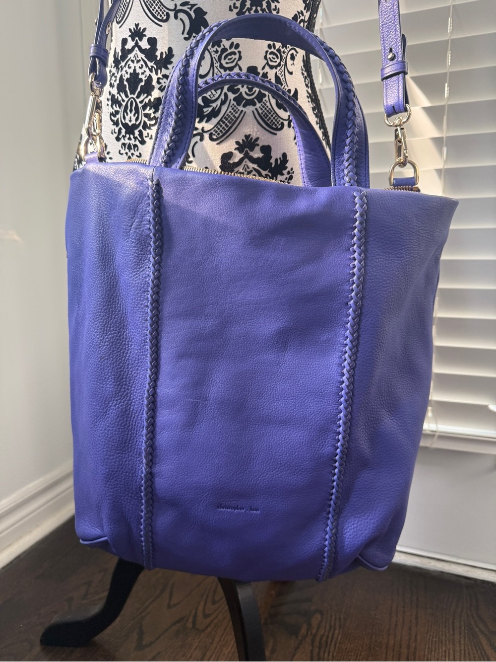 Christopher.Kon Purple Leather Women's Hobo Bag with adjustable strap